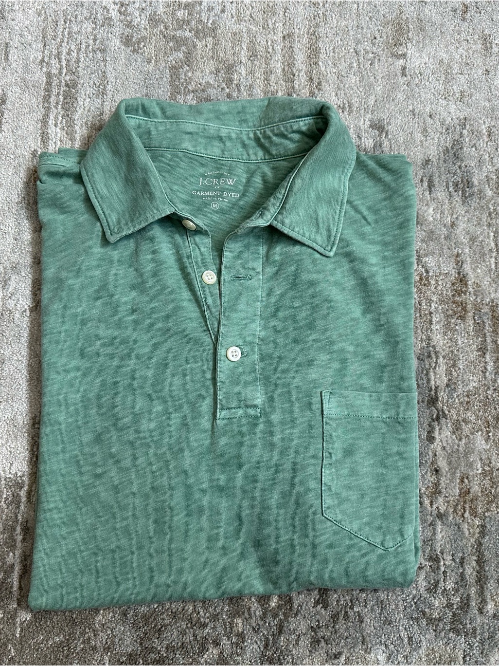J. Crew Men's Garment-Dyed Mint Green Polo With Chest Pocket